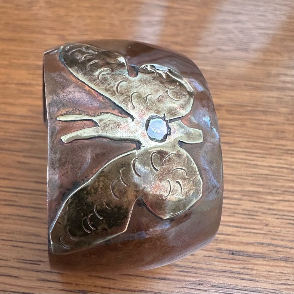 Vintage Artisan Copper Butterfly Bracelet - Picture 2 of 11